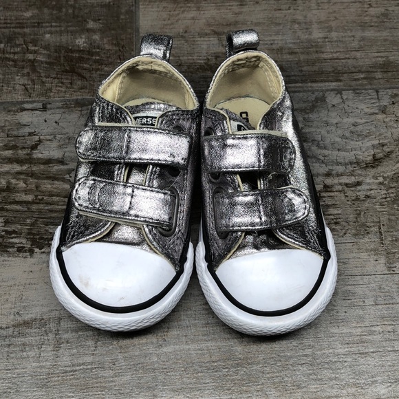 silver velcro converse